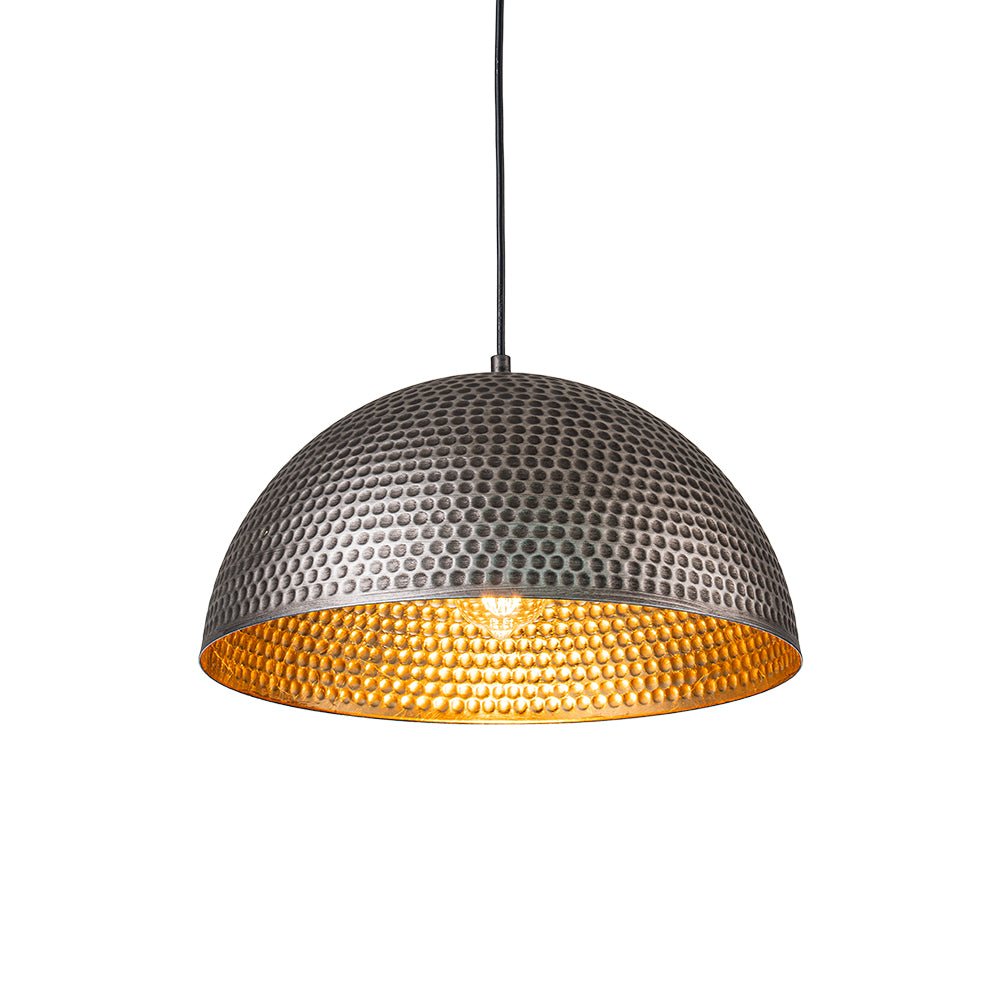 Suspension Dôme Métal Martelé Laiton Argent 40cm 60cm Îlot de Cuisine Salle à Manger Salon Entrée Vintage Industriel Dimmable E26 | Restfield