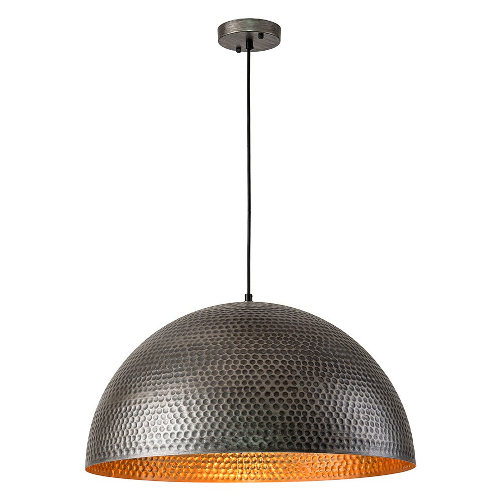 Suspension Dôme Métal Martelé Laiton Argent 40cm 60cm Îlot de Cuisine Salle à Manger Salon Entrée Vintage Industriel Dimmable E26 | Restfield