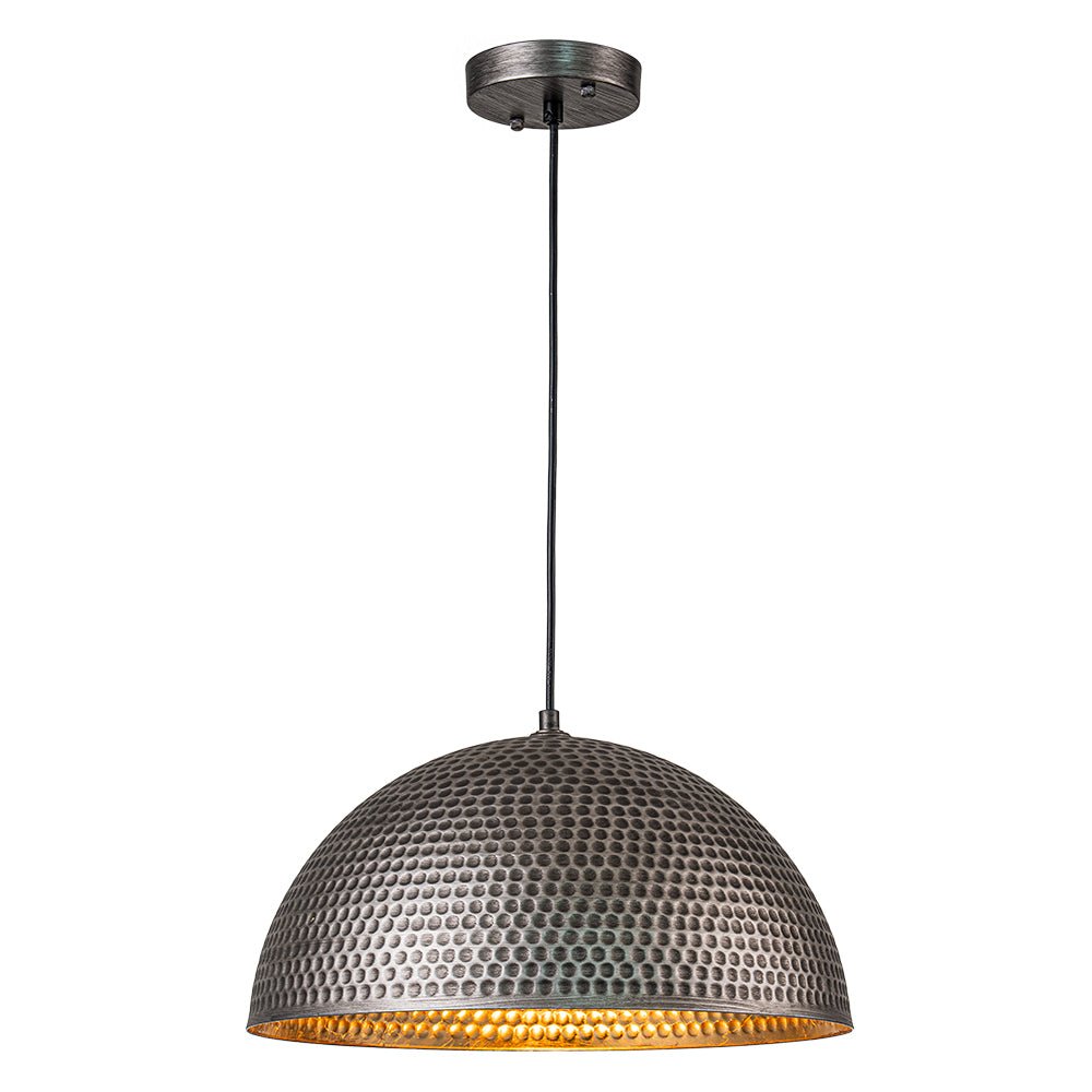 Suspension Dôme Métal Martelé Laiton Argent 40cm 60cm Îlot de Cuisine Salle à Manger Salon Entrée Vintage Industriel Dimmable E26 | Restfield