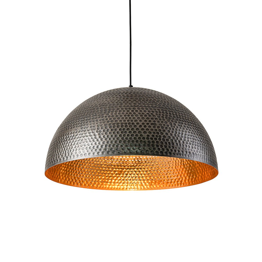 Suspension Dôme Métal Martelé Laiton Argent 40cm 60cm Îlot de Cuisine Salle à Manger Salon Entrée Vintage Industriel Dimmable E26 | Restfield