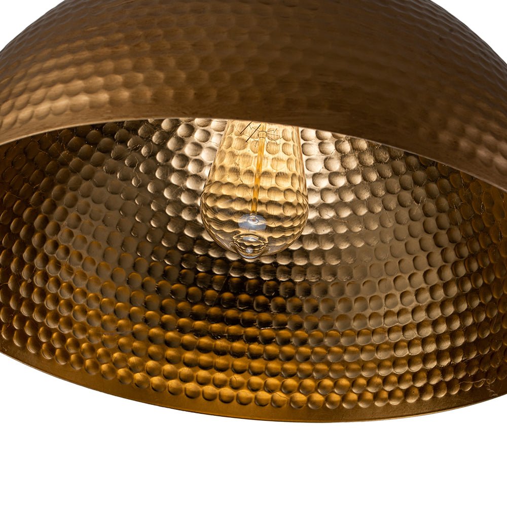 Suspension Dôme Métal Martelé Laiton Argent 40cm 60cm Îlot de Cuisine Salle à Manger Salon Entrée Vintage Industriel Dimmable E26 | Restfield