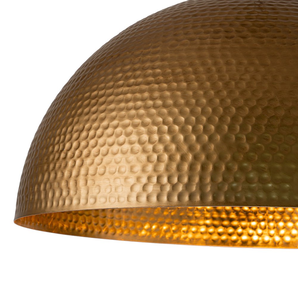Suspension Dôme Métal Martelé Laiton Argent 40cm 60cm Îlot de Cuisine Salle à Manger Salon Entrée Vintage Industriel Dimmable E26 | Restfield
