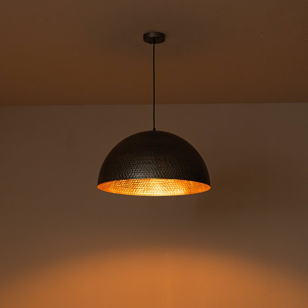 Suspension Dôme Métal Martelé Laiton Argent 40cm 60cm Îlot de Cuisine Salle à Manger Salon Entrée Vintage Industriel Dimmable E26 | Restfield