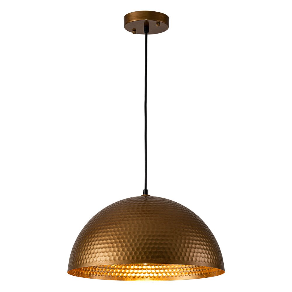 Suspension Dôme Métal Martelé Laiton Argent 40cm 60cm Îlot de Cuisine Salle à Manger Salon Entrée Vintage Industriel Dimmable E26 | Restfield