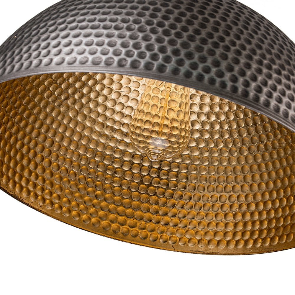 Suspension Dôme Métal Martelé Laiton Argent 40cm 60cm Îlot de Cuisine Salle à Manger Salon Entrée Vintage Industriel Dimmable E26 | Restfield
