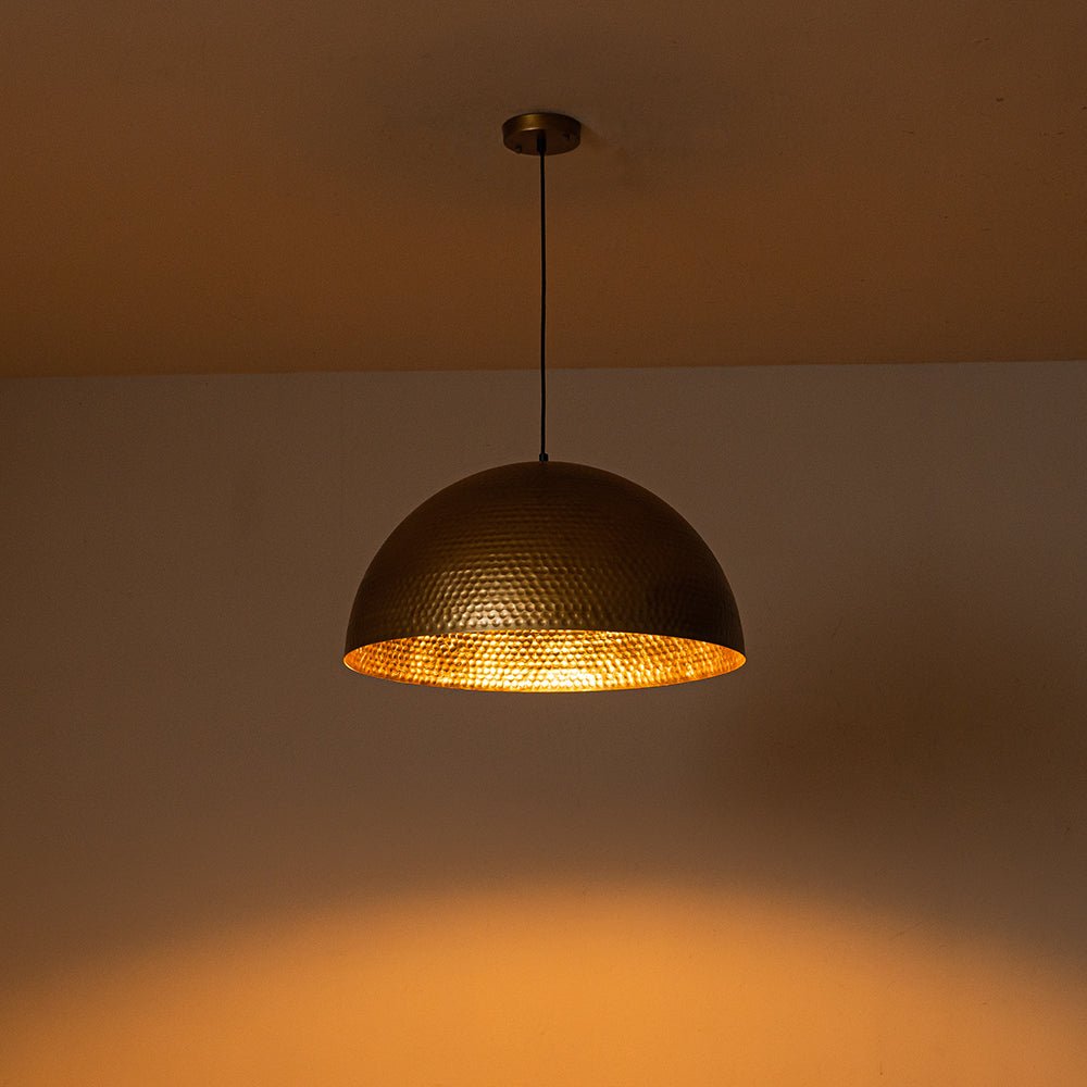 Suspension Dôme Métal Martelé Laiton Argent 40cm 60cm Îlot de Cuisine Salle à Manger Salon Entrée Vintage Industriel Dimmable E26 | Restfield