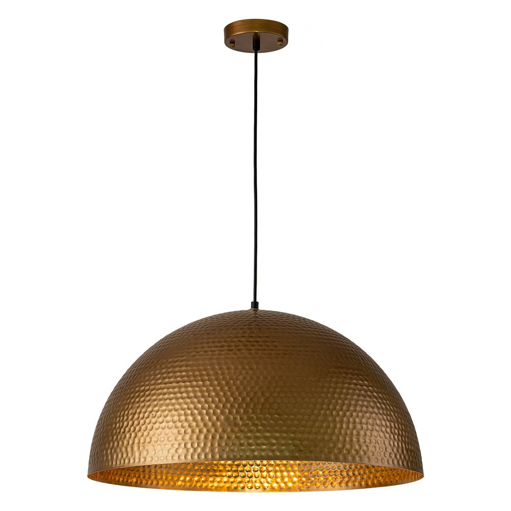 Suspension Dôme Métal Martelé Laiton Argent 40cm 60cm Îlot de Cuisine Salle à Manger Salon Entrée Vintage Industriel Dimmable E26 | Restfield