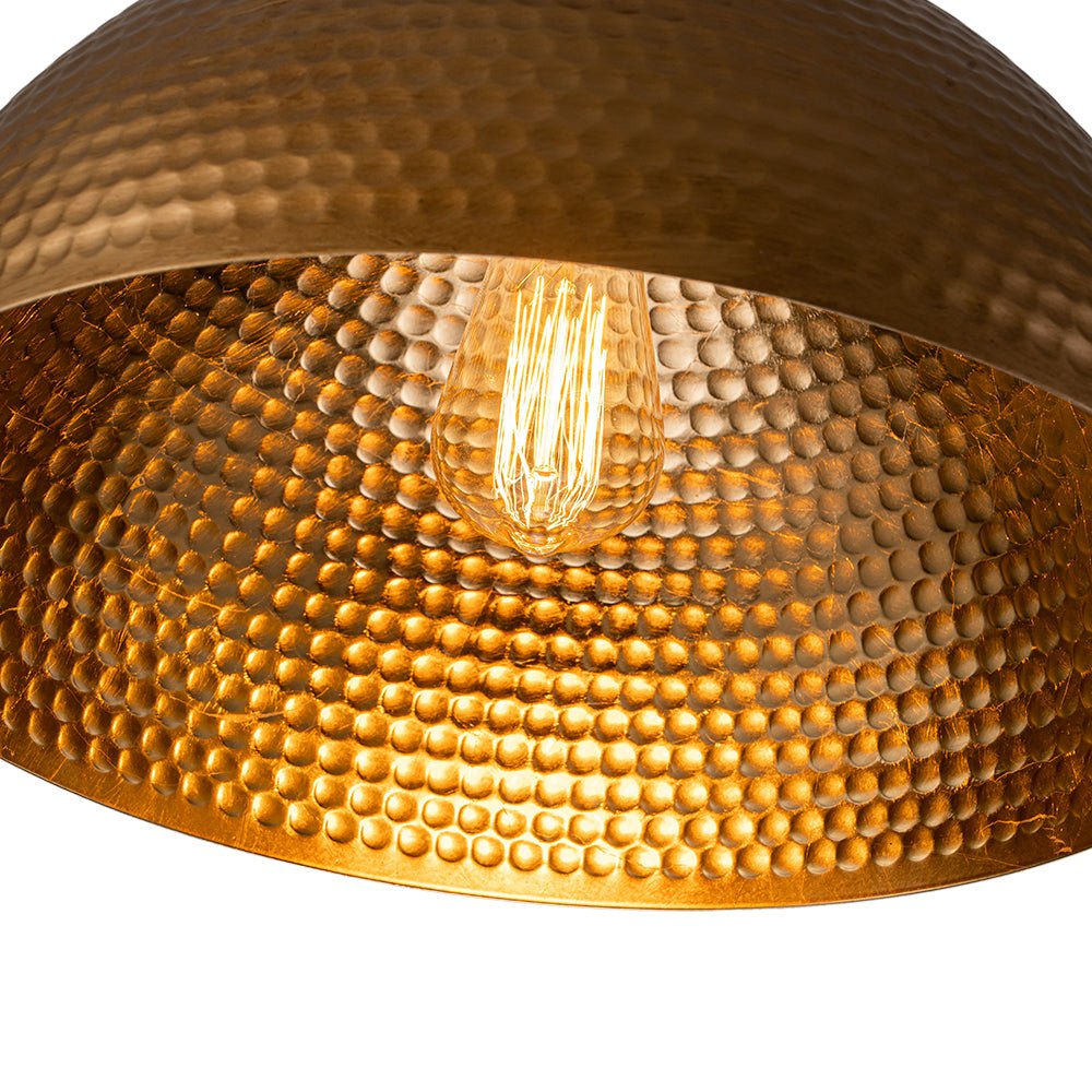 Suspension Dôme Métal Martelé Laiton Argent 40cm 60cm Îlot de Cuisine Salle à Manger Salon Entrée Vintage Industriel Dimmable E26 | Restfield