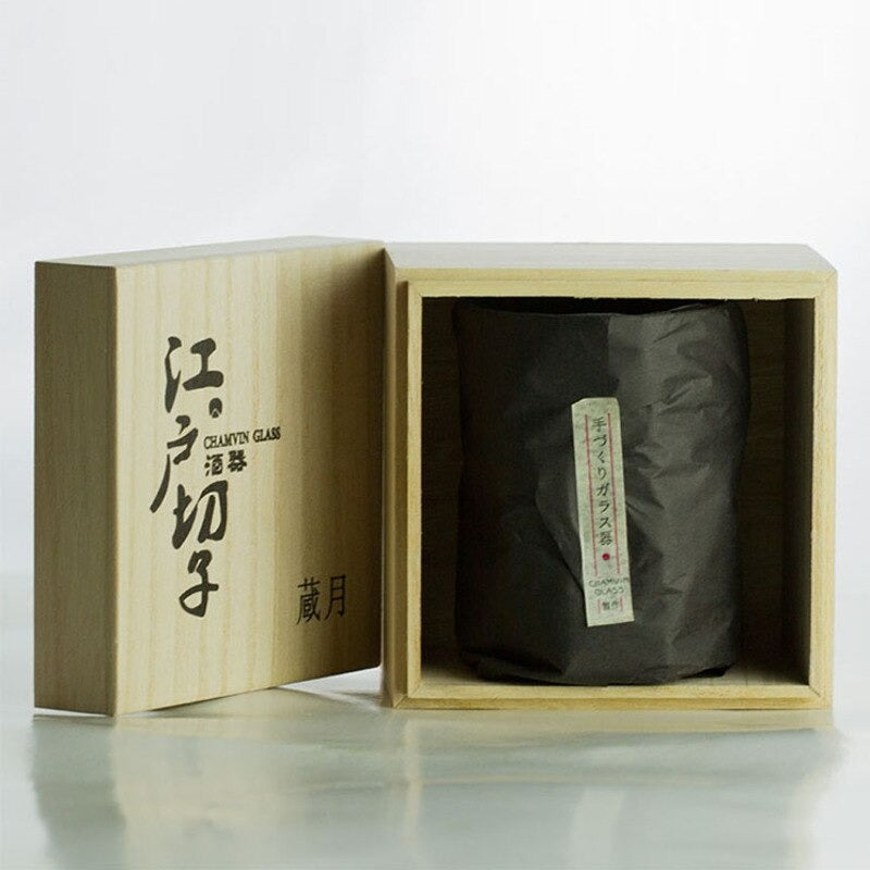 Handgemaakt Japans Whiskyglas met IJsstorm Reliëf 260ml Hittebestendig Glas Traditioneel Vakmanschap Luxe Presentatie in Houten Kist Premium Drinkglas voor Whisky Liefhebbers Authentiek Oosters Design | Sansoti