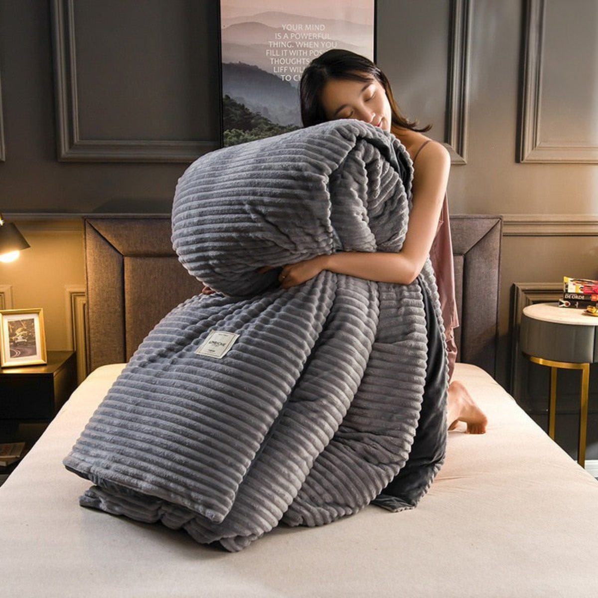 Beidseitig warmes Fleece-Bettwäsche-Set mit Kissenbezug, waschbare samtige Bettwäsche, luxuriöse Winterdecke, komfortabel | Sansoti