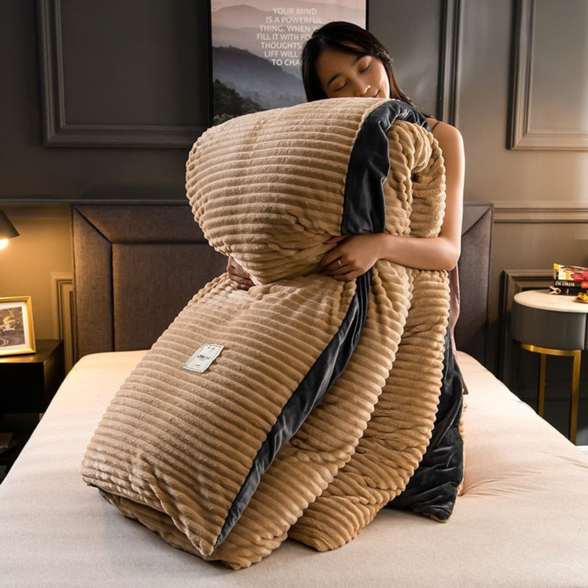 Beidseitig warmes Fleece-Bettwäsche-Set mit Kissenbezug, waschbare samtige Bettwäsche, luxuriöse Winterdecke, komfortabel | Sansoti