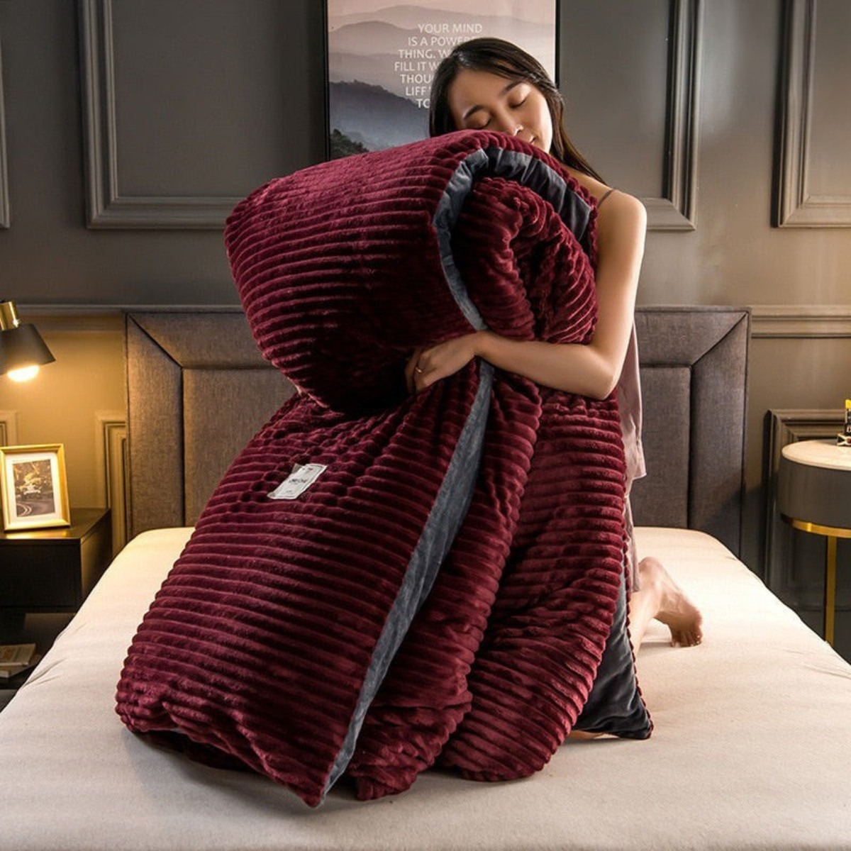 Beidseitig warmes Fleece-Bettwäsche-Set mit Kissenbezug, waschbare samtige Bettwäsche, luxuriöse Winterdecke, komfortabel | Sansoti