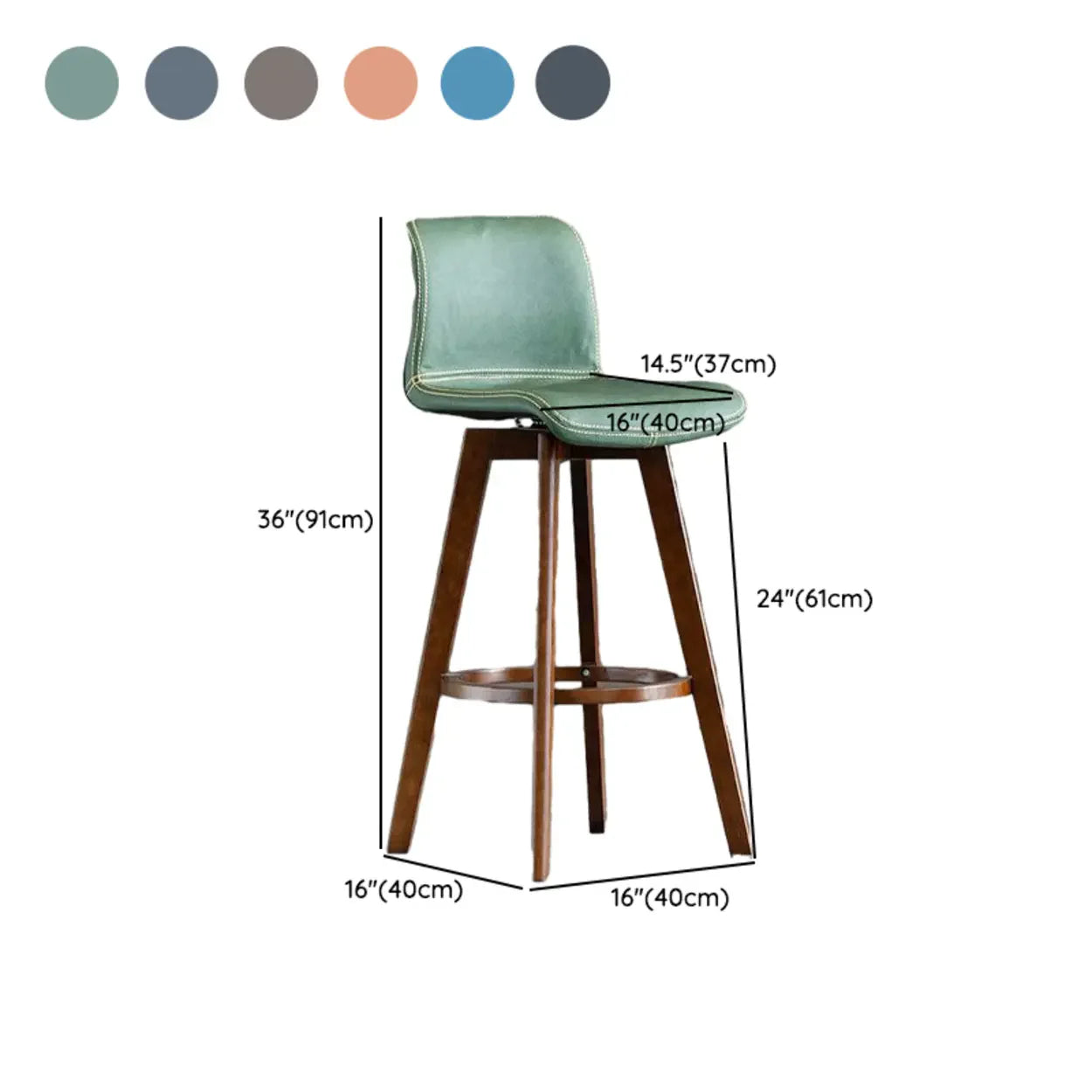 Tabouret de Bar Pivotant en Cuir avec Dossier et Pieds en Bois – Chaise de Bar Moderne Pivotante à 360° pour Îlot de Cuisine et Bar à Domicile | Restfield