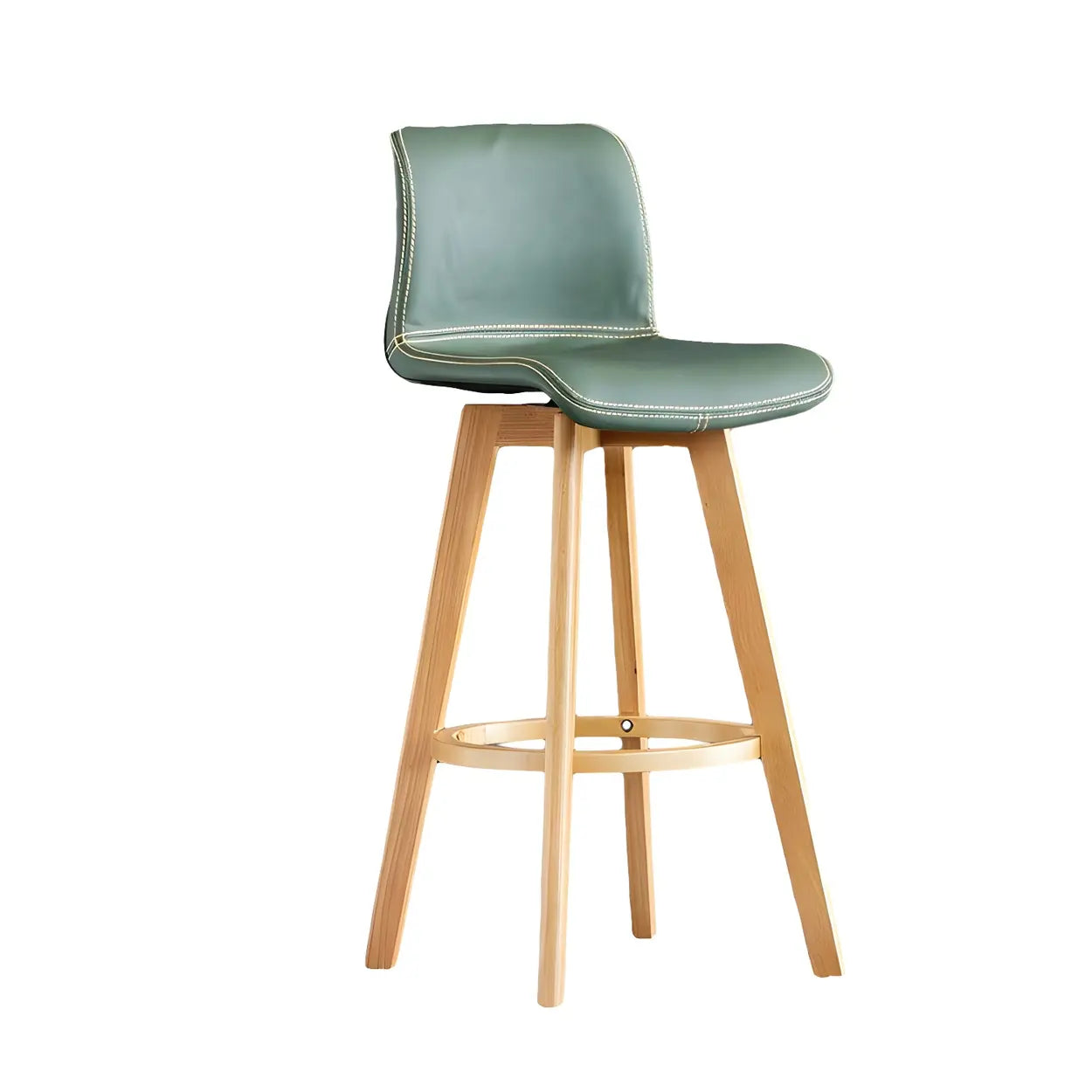 Tabouret de Bar Pivotant en Cuir avec Dossier et Pieds en Bois – Chaise de Bar Moderne Pivotante à 360° pour Îlot de Cuisine et Bar à Domicile | Restfield