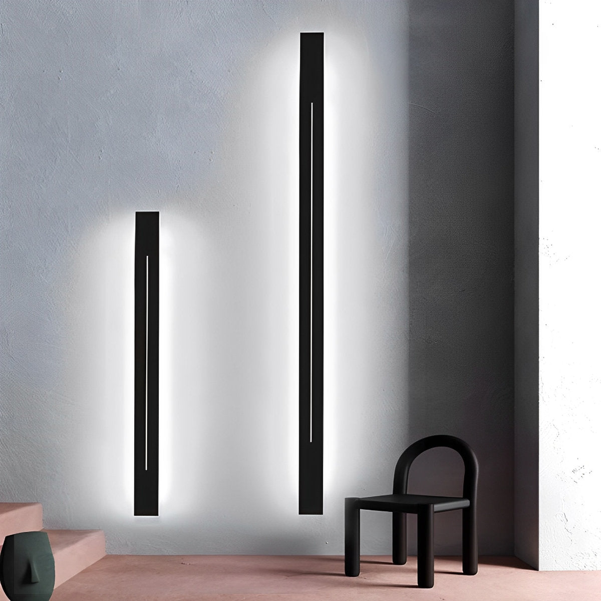 Wandleuchte LED Streifen Schwarz Eisen Acryl Wohnzimmer Schlafzimmer Linear 60cm 80cm 100cm 120cm 3 Farbmodi Minimalistisch Spiegel Akzent | Restfield