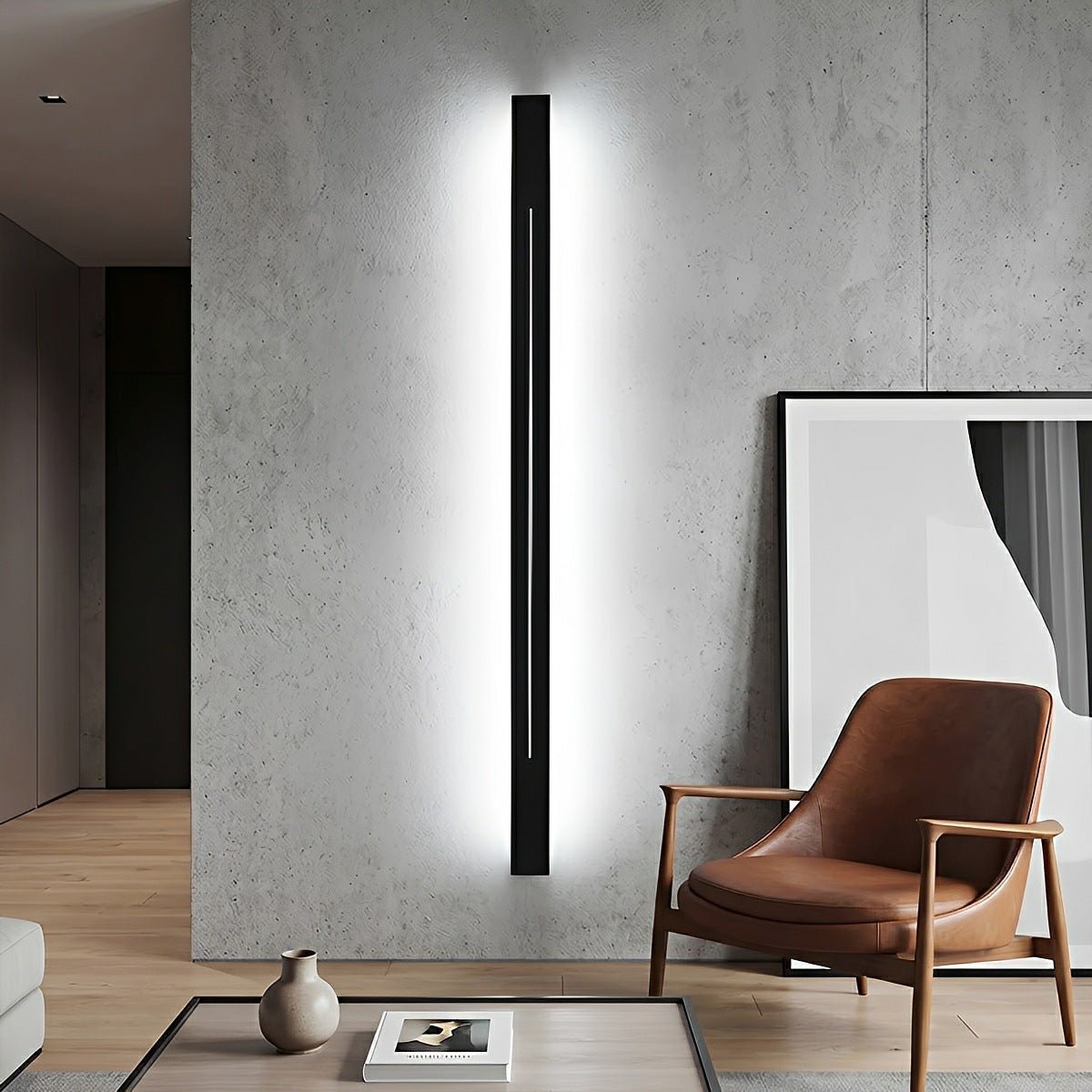 Applique murale élégante à bande LED en fer et acrylique, dimmable, 60-120 cm, pour miroir, salon ou salle de bains, noir et doré, moderne et chaleureuse | Sansoti