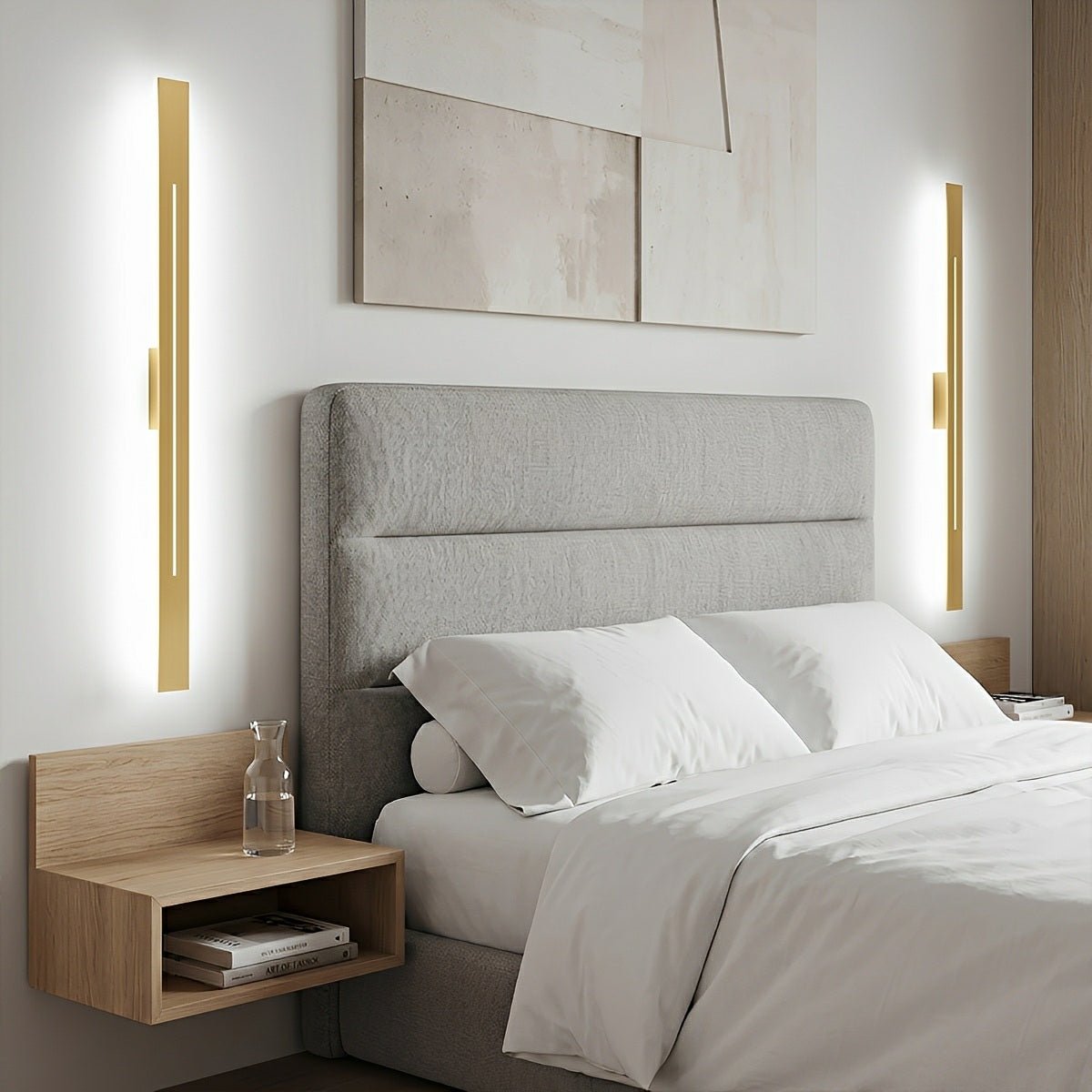 Applique murale élégante à bande LED en fer et acrylique, dimmable, 60-120 cm, pour miroir, salon ou salle de bains, noir et doré, moderne et chaleureuse | Sansoti
