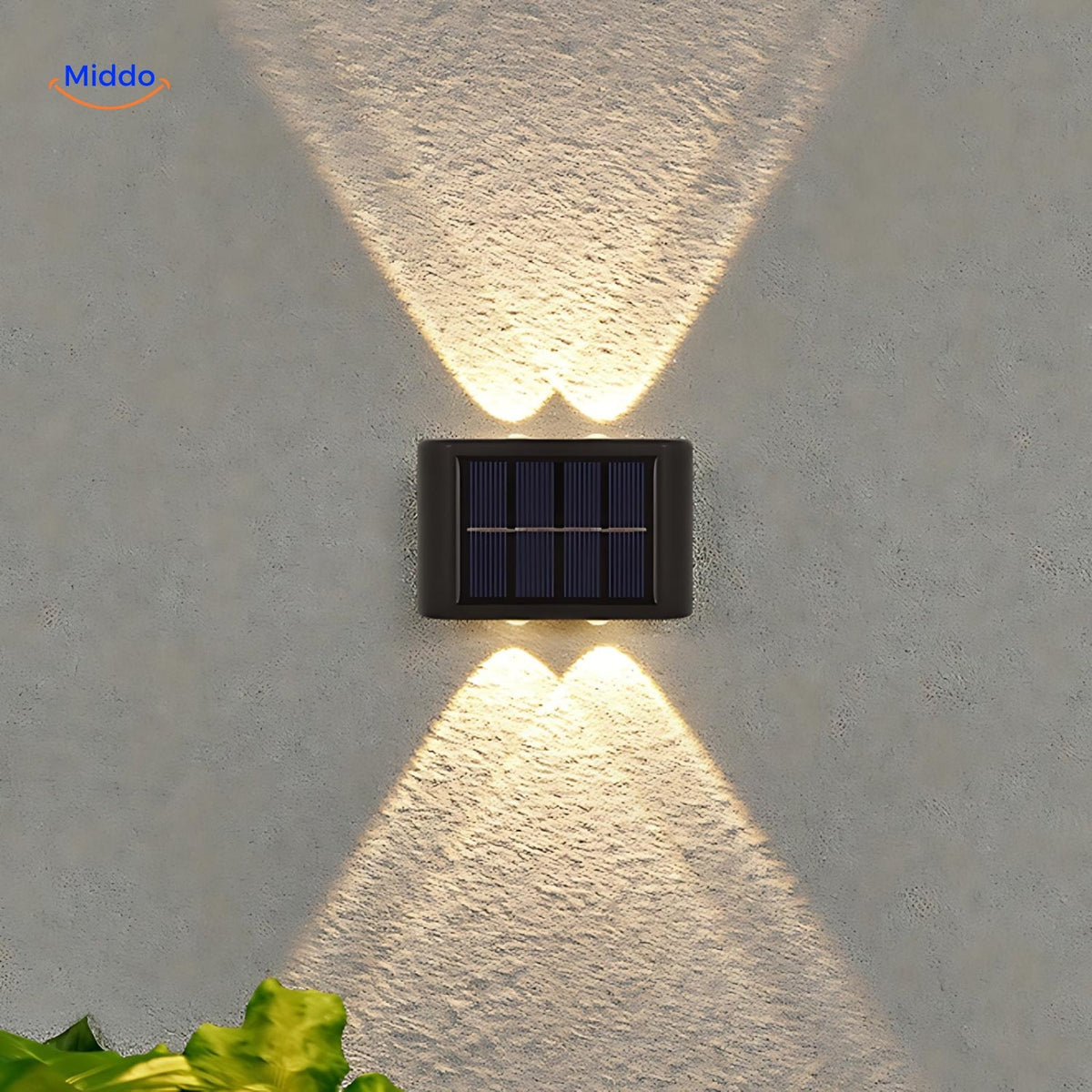 Solar-Wandleuchte mit zwei LEDs, wasserdichte Außenbeleuchtung, Gartenlampe, dekorative, wetterfeste Stimmungsbeleuchtung | Sansoti