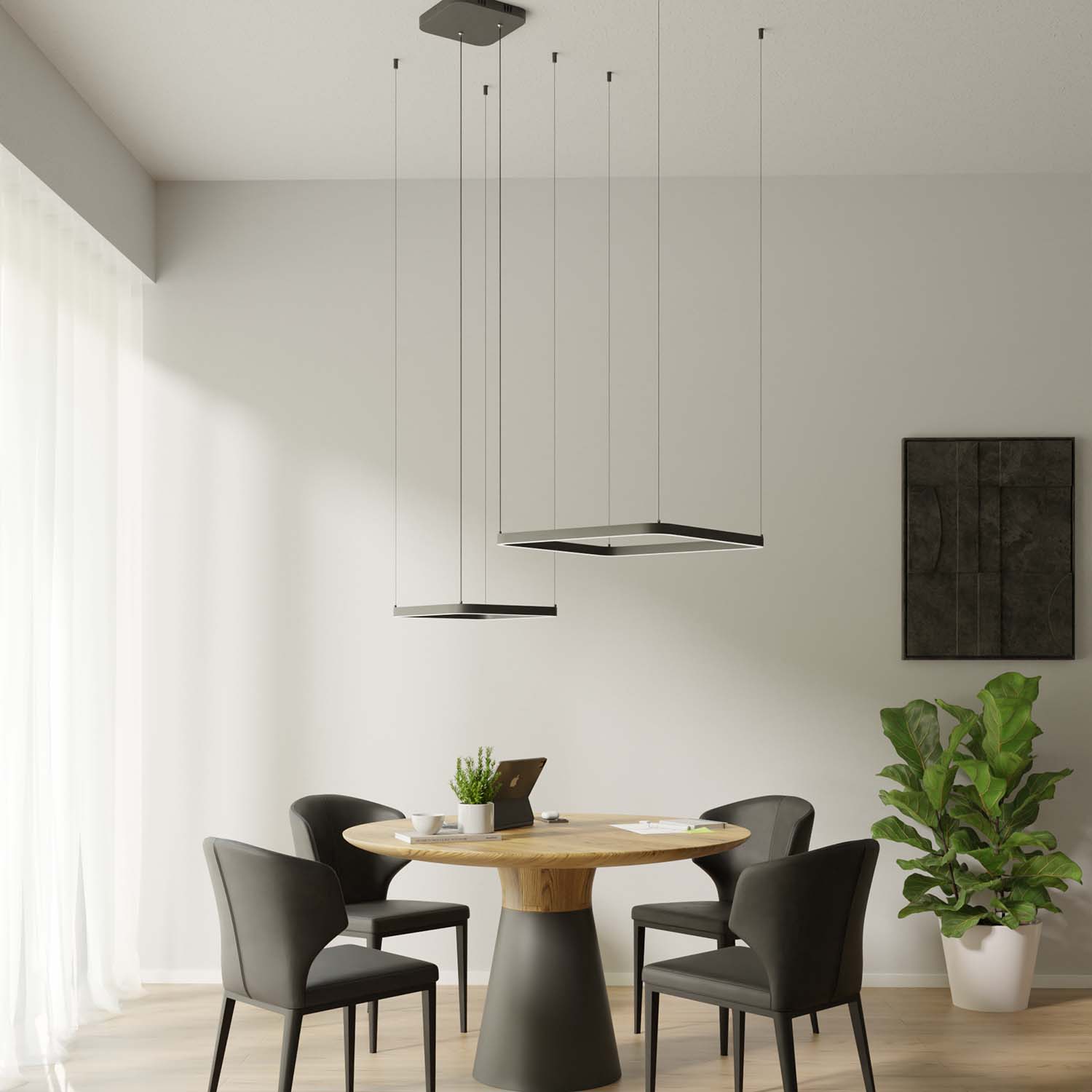 Suspension design moderne avec formes carrées flottantes – Levora