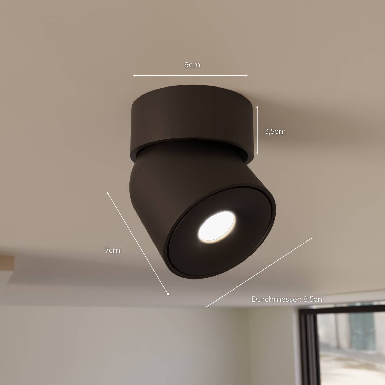 Verstelbare plafondlamp met draaibare lichtkop en warm 2700k licht | Sansoti
