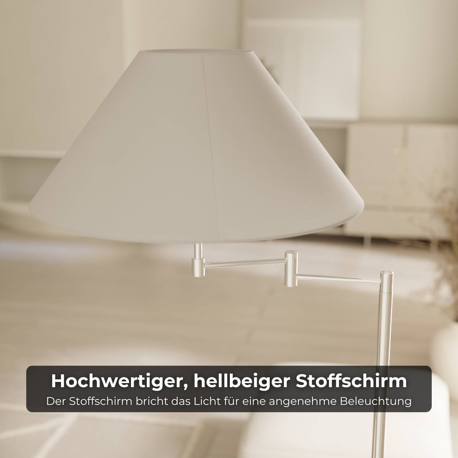 Lampadaire chromé élégant avec bras réglable et fonction lecture | Restfield