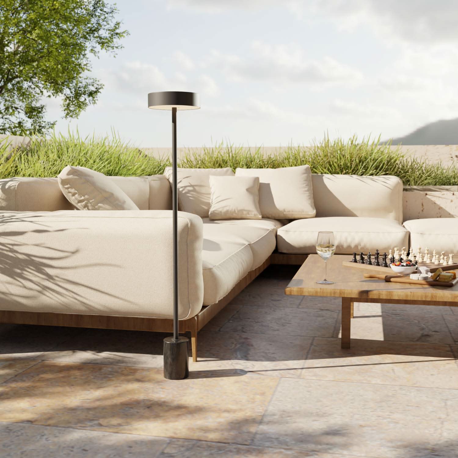 Lampadaire sans fil à batterie pour jardin & terrasse avec lumière chaude – Uranos