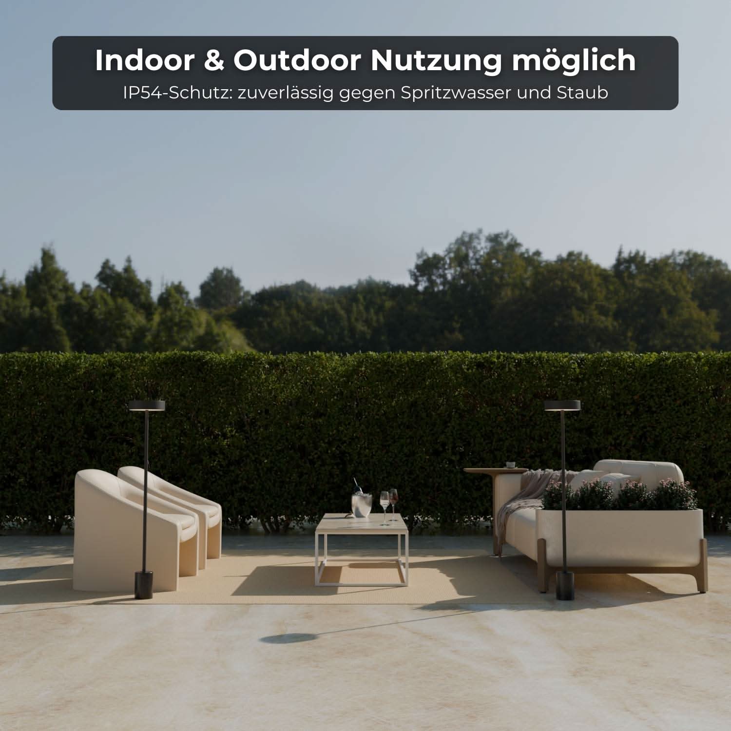 Lampadaire sans fil à batterie pour jardin & terrasse avec lumière chaude – Uranos
