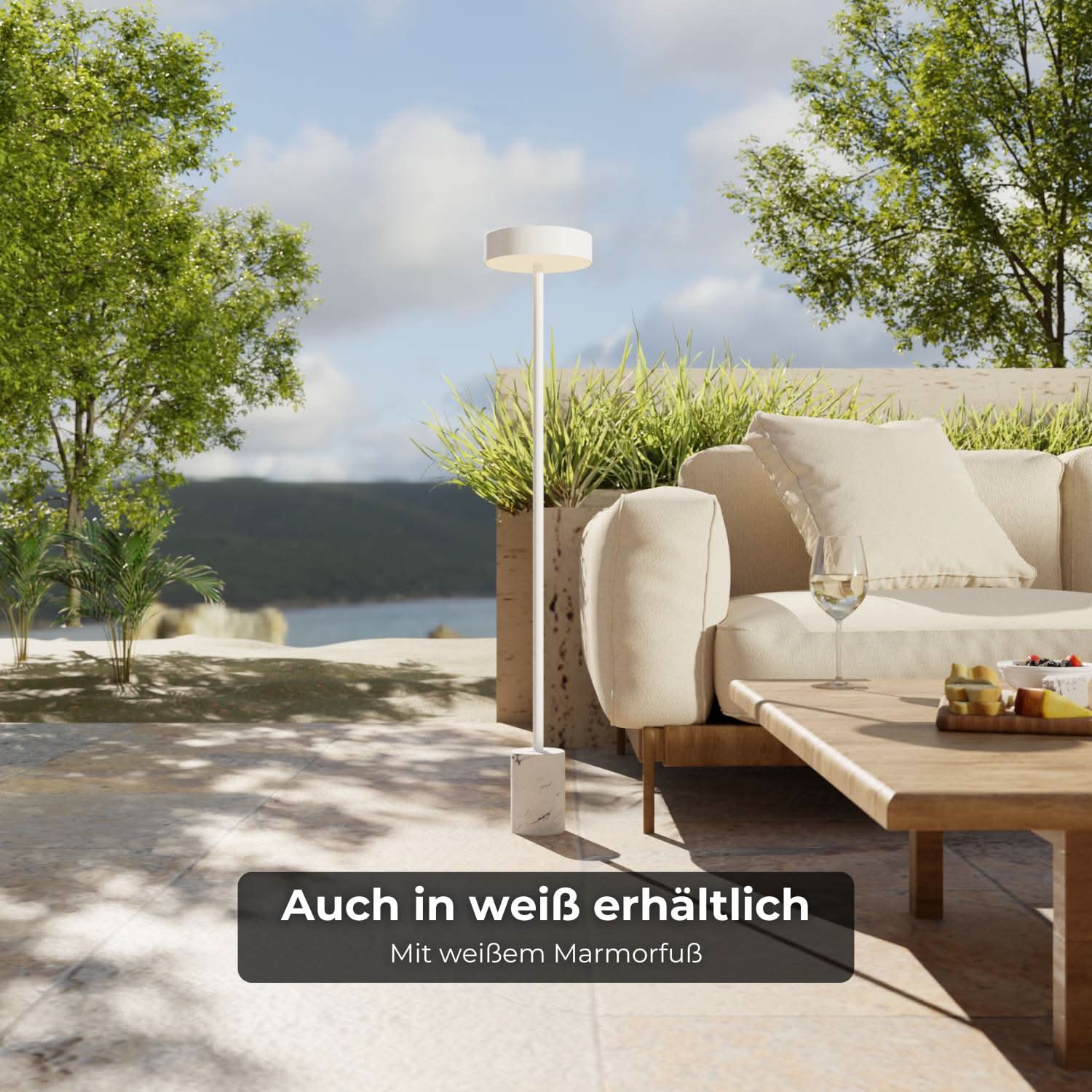 Lampadaire sans fil à batterie pour jardin & terrasse avec lumière chaude – Uranos