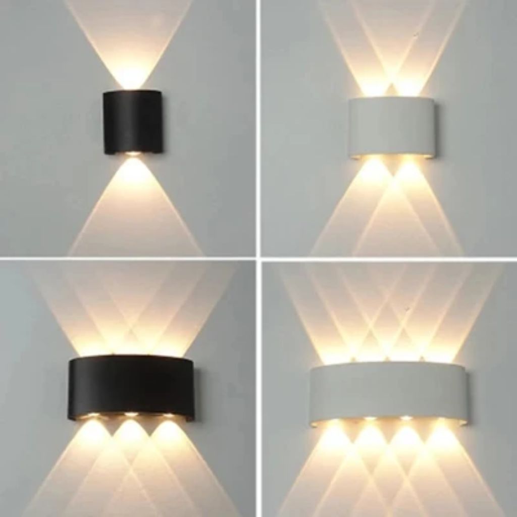Wasserdichte LED-Wandleuchte aus Aluminium für Innen- und Außenbereiche, moderne Beleuchtung, IP65, Stimmungslicht, Garten, Terrasse, Fassade | Sansoti