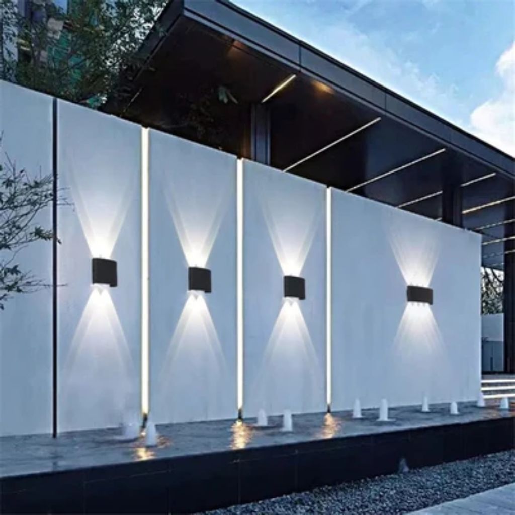 Wasserdichte LED-Wandleuchte aus Aluminium für Innen- und Außenbereiche, moderne Beleuchtung, IP65, Stimmungslicht, Garten, Terrasse, Fassade | Sansoti