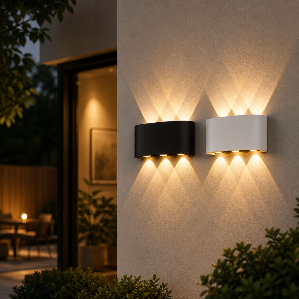 Wasserdichte LED-Wandleuchte aus Aluminium für Innen- und Außenbereiche, moderne Beleuchtung, IP65, Stimmungslicht, Garten, Terrasse, Fassade | Sansoti