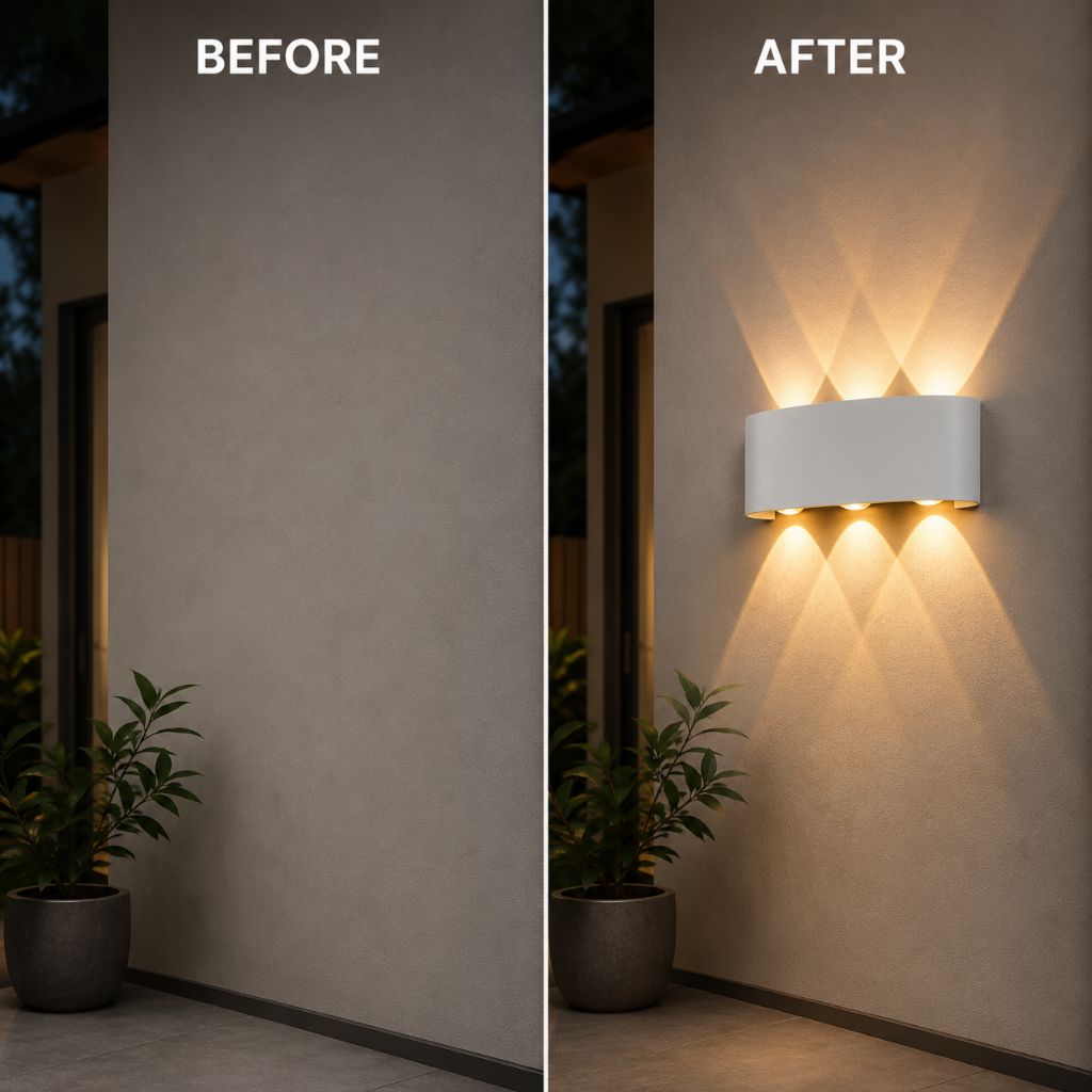 Wasserdichte LED-Wandleuchte aus Aluminium für Innen- und Außenbereiche, moderne Beleuchtung, IP65, Stimmungslicht, Garten, Terrasse, Fassade | Sansoti