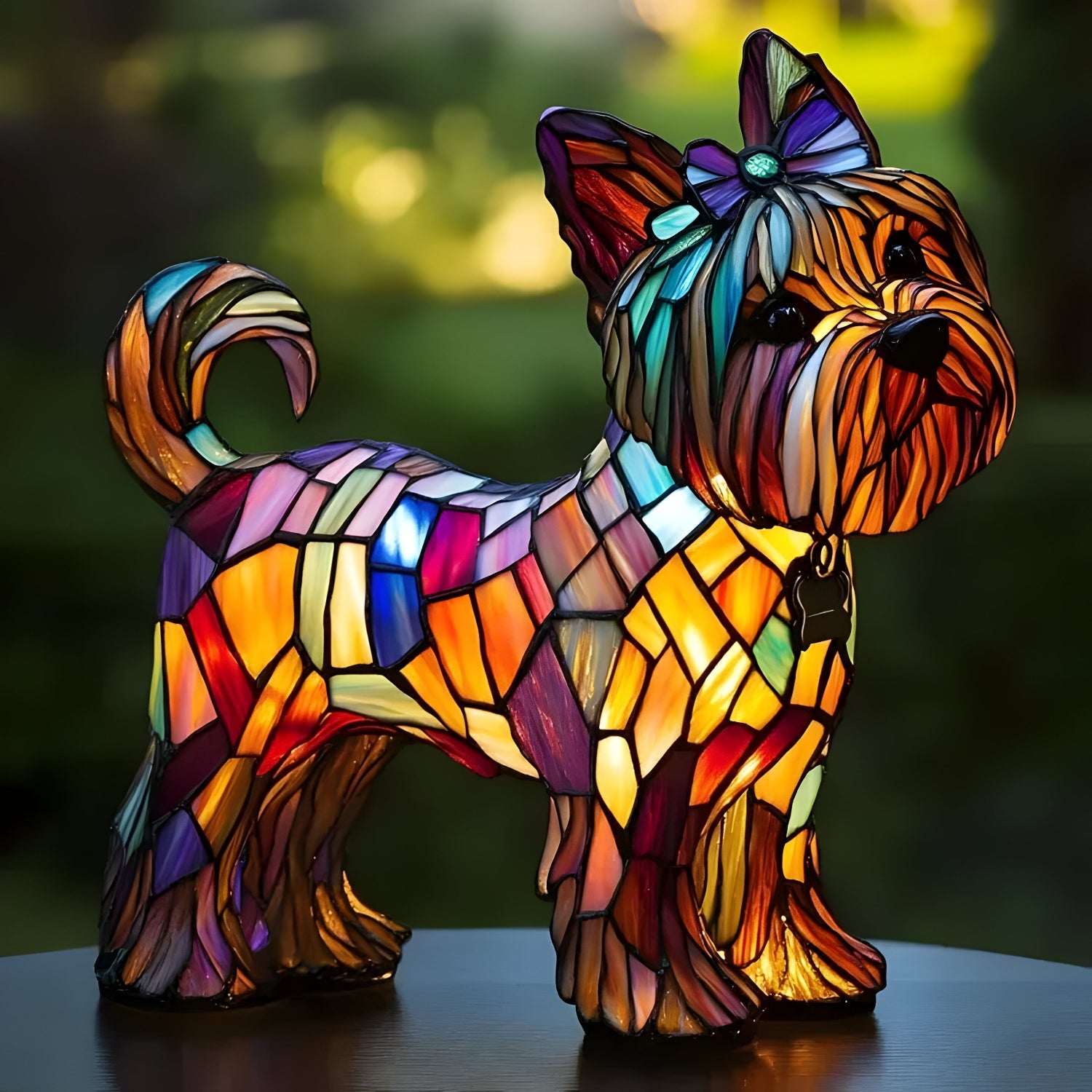 Hondenlamp Glas-in-Lood Sfeerverlichting Meerkleurig Mozaïek Dierenthema | Sansoti