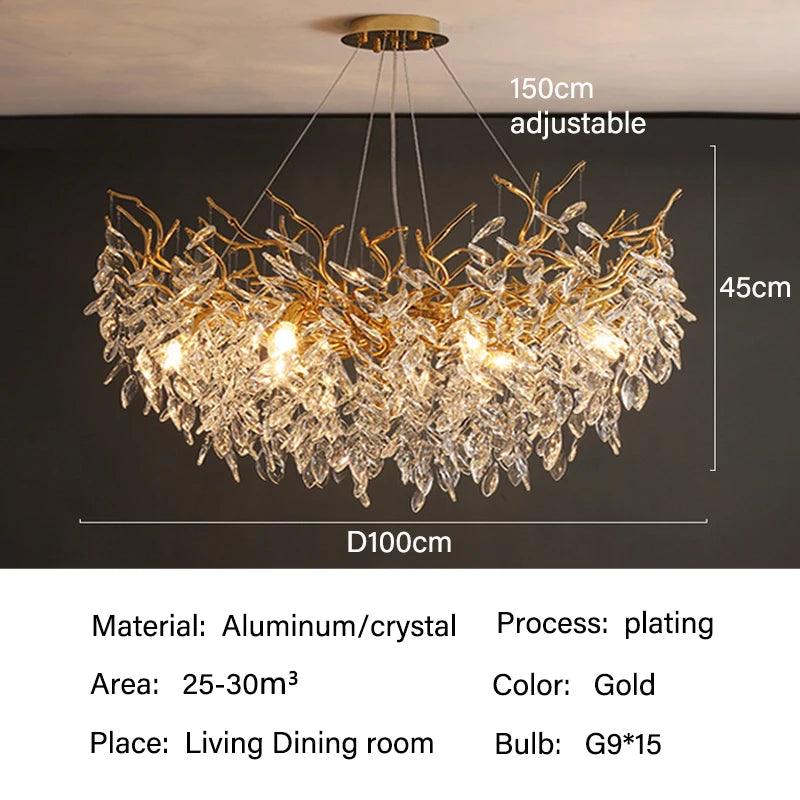 Plafonnier en cristal Rectangulaire LED G9 Lustre de luxe Salon | Restfield