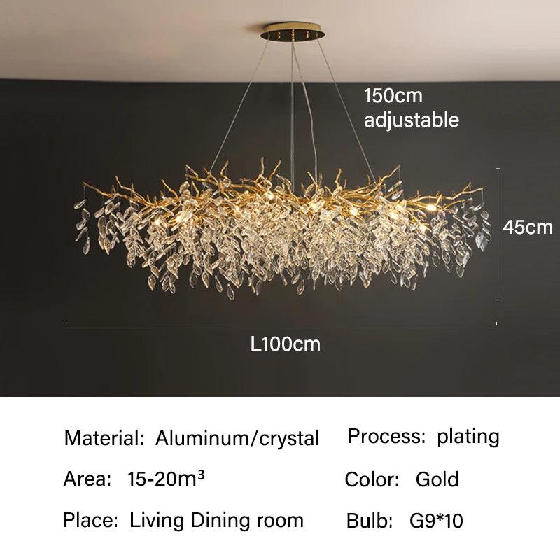 Plafonnier en cristal Rectangulaire LED G9 Lustre de luxe Salon | Restfield