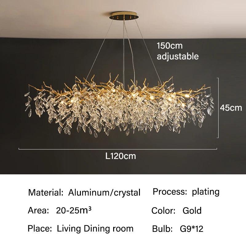 Plafonnier en cristal Rectangulaire LED G9 Lustre de luxe Salon | Restfield