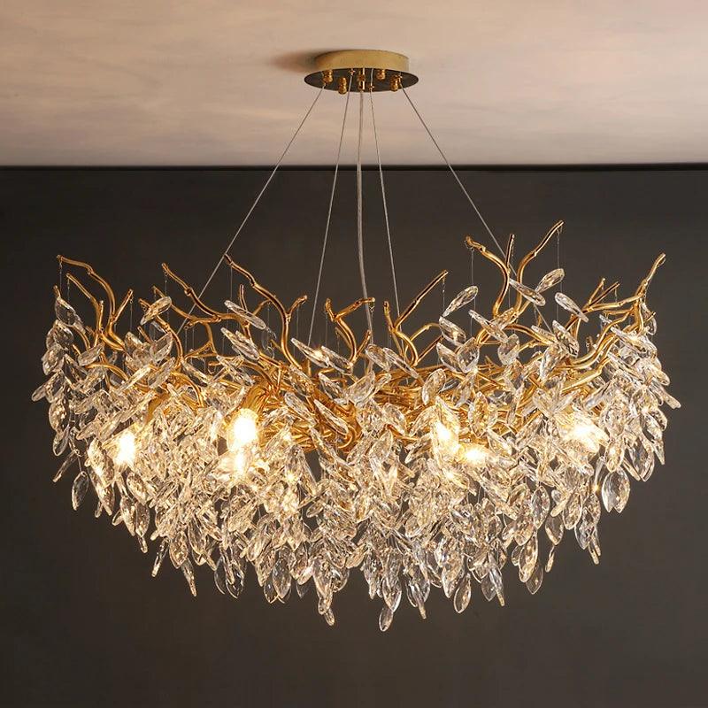 Plafonnier en cristal Rectangulaire LED G9 Lustre de luxe Salon | Restfield