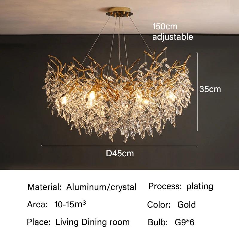 Plafonnier en cristal Rectangulaire LED G9 Lustre de luxe Salon | Restfield