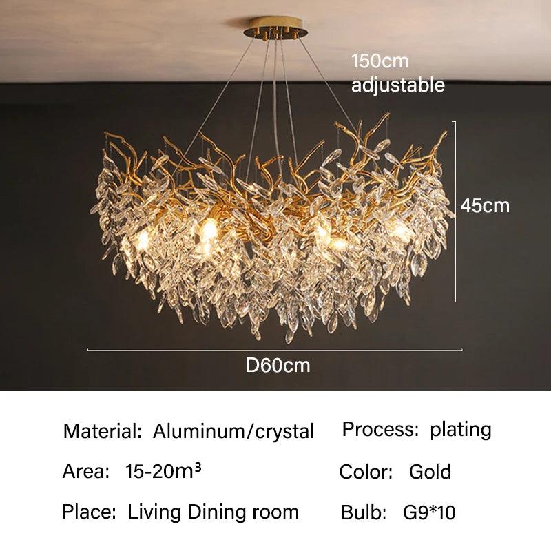 Plafonnier en cristal Rectangulaire LED G9 Lustre de luxe Salon | Restfield
