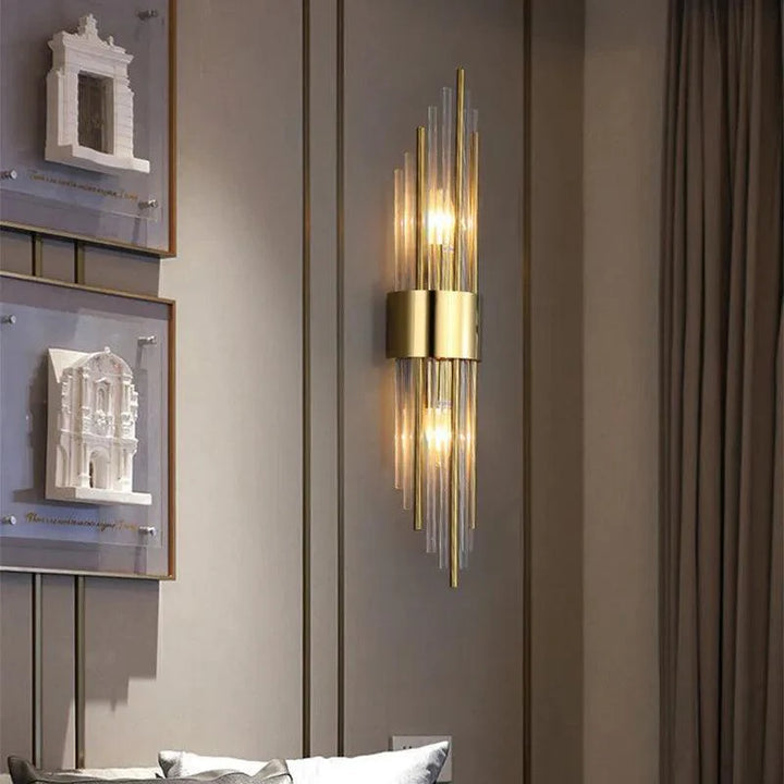 Kristallen LED Wandlamp Goud Zwart 35-56cm Luxe Wandverlichting Sfeerlicht voor Hal Slaapkamer Woonkamer | Sansoti