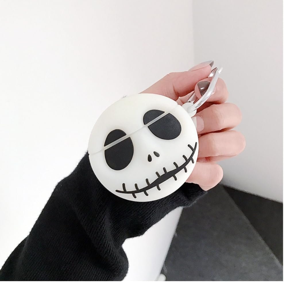 Glow-in-the-Dark Skull Earbuds Case Silicone Protective Cover with Carabiner Accessory | Sansoti