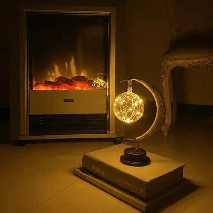 Maanlamp met Natuurlijke Maankraters – Decoratieve Tafellamp met Warm Sfeerlicht in Goud Blauw Paars | Sansoti