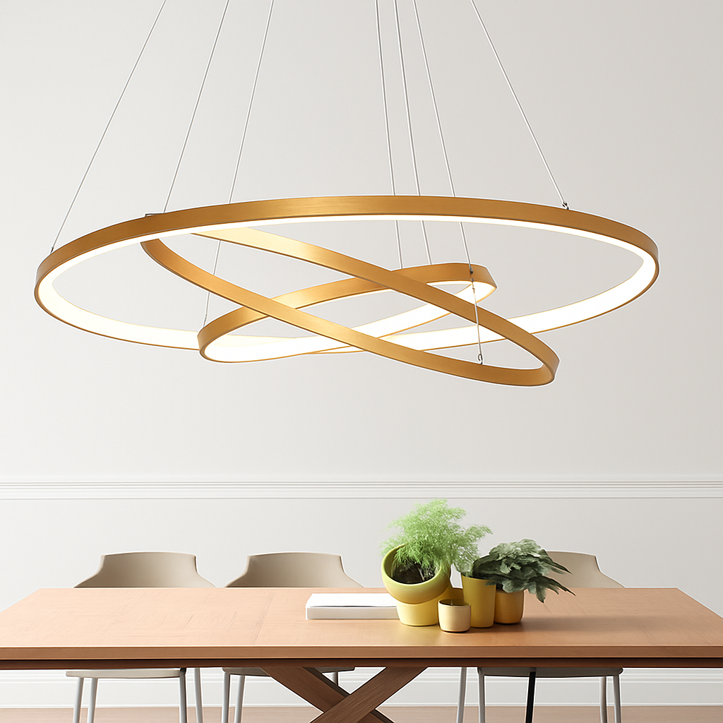 Hanglamp LED Ringen Goud Metaal Woonkamer Eetkamer Kroonluchter Ring Cirkel Hangend Plafondlamp Modern Design Zwart Wit | Sansoti