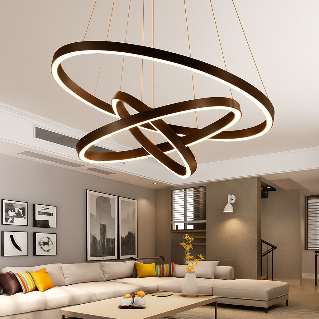 Ringkroonluchter LED 3 Ringen Wit Woonkamer Eetkamer Dimbaar Moderne Hanglamp Cirkels Plafondlamp Rond Interieur | Sansoti