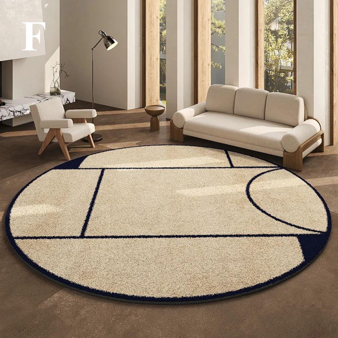 Runder Teppich schwarzes Muster 80-120cm Plüsch Rutschfest Wohnzimmer Schlafzimmer Flur Dekorativer Teppich Weich | Sansoti