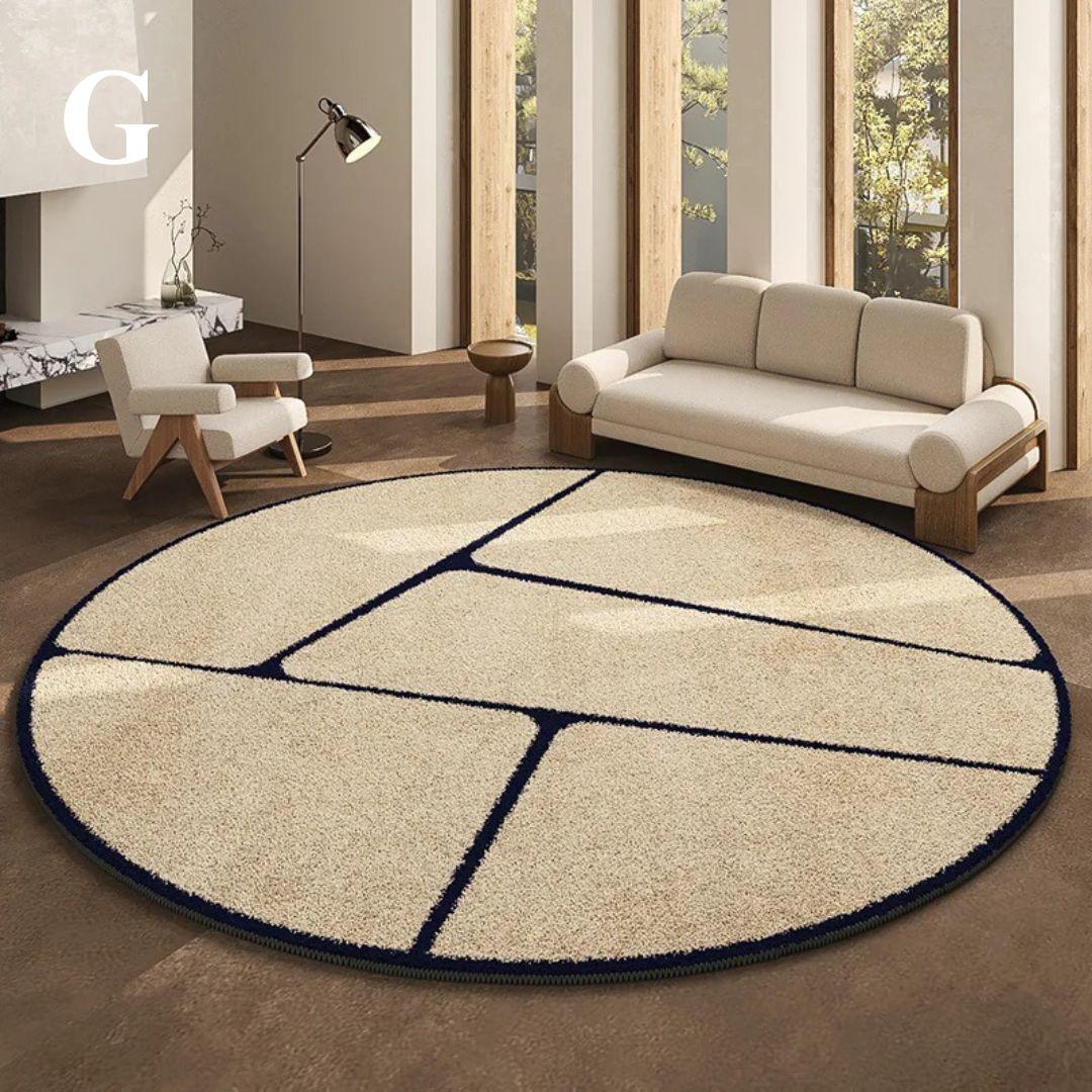Runder Teppich schwarzes Muster 80-120cm Plüsch Rutschfest Wohnzimmer Schlafzimmer Flur Dekorativer Teppich Weich | Sansoti