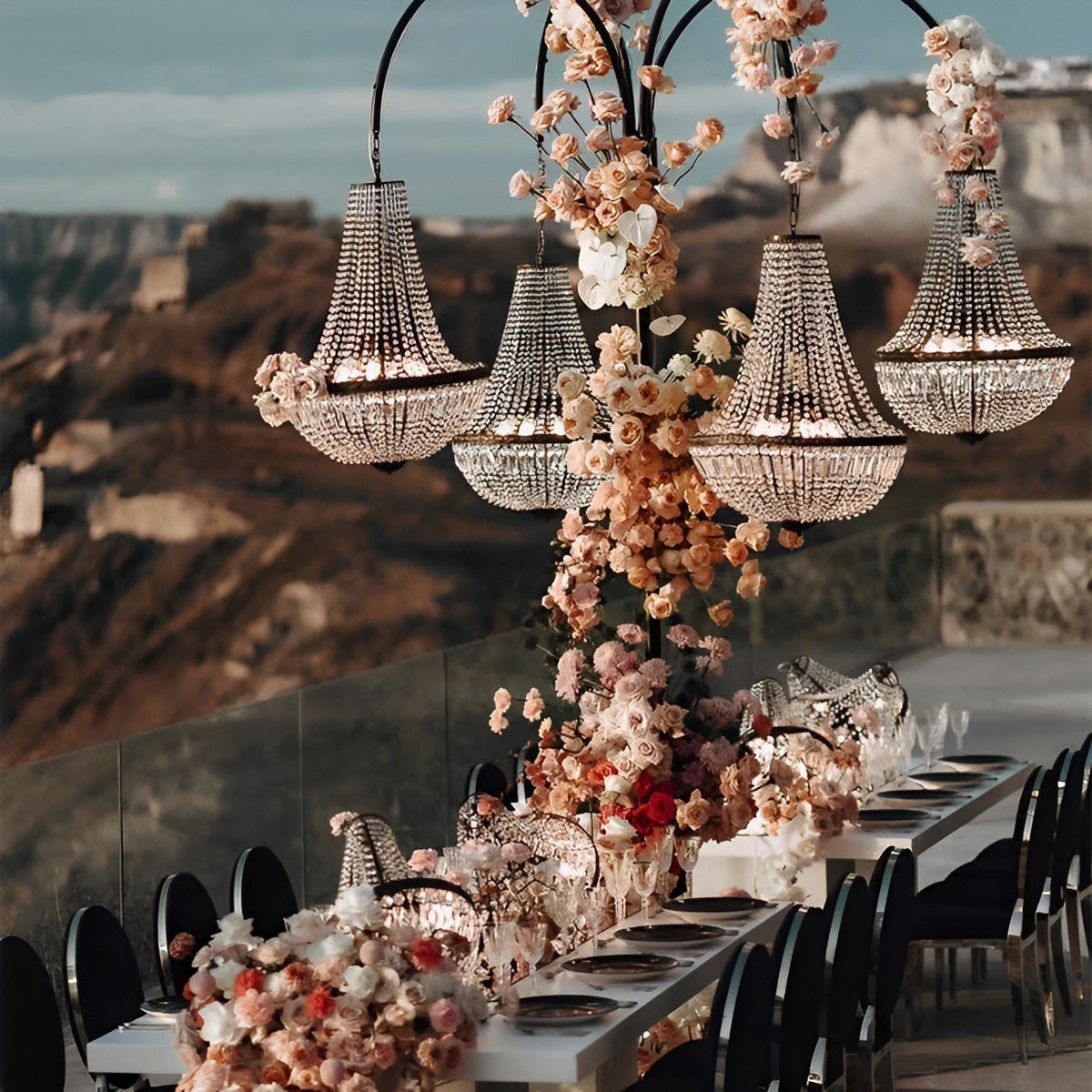 LED Crystal Chandelier Waterproof 12V Low Voltage for Garden Terrace Wedding Party Lighting Gold Clear | Sansoti