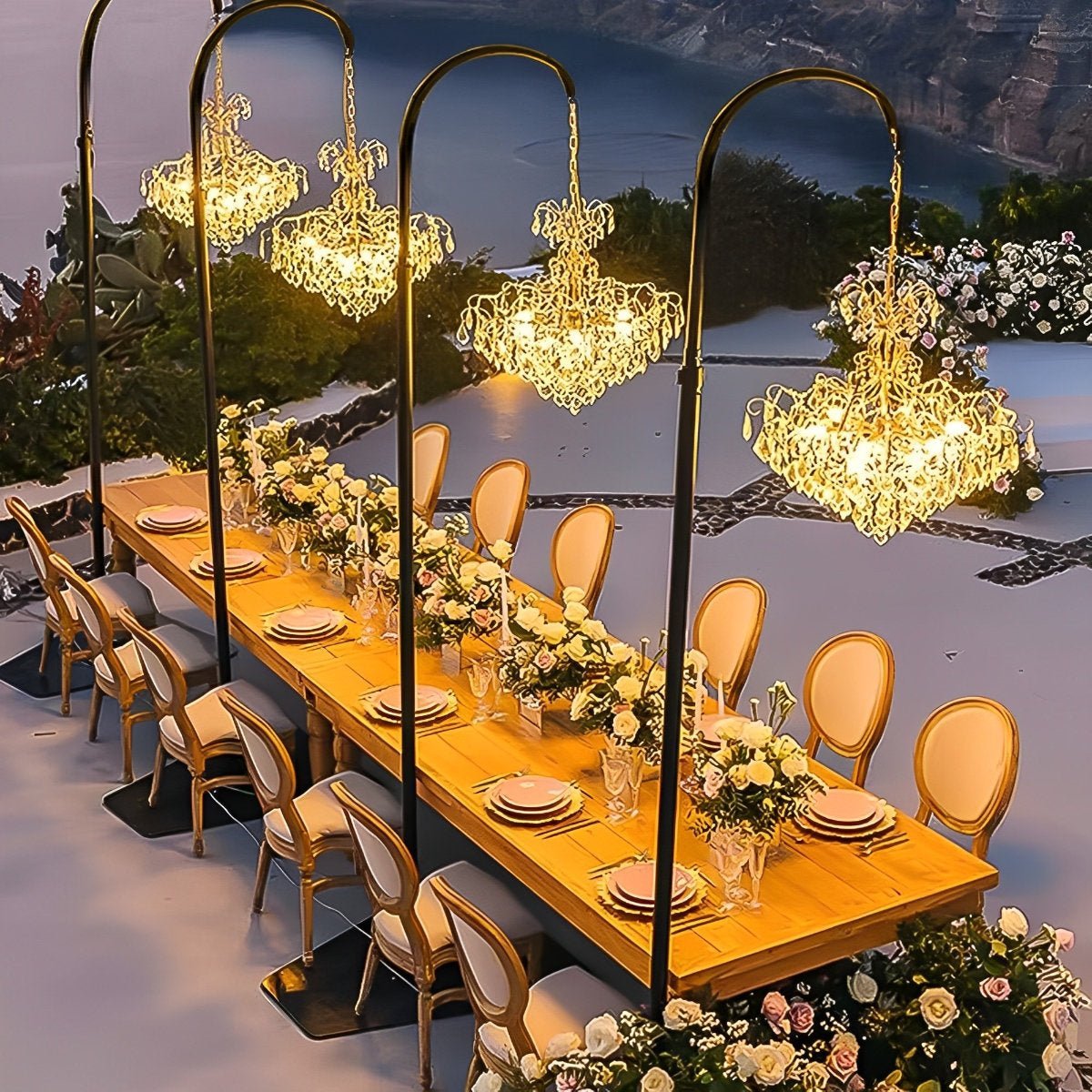 LED Crystal Chandelier Waterproof 12V Low Voltage for Garden Terrace Wedding Party Lighting Gold Clear | Sansoti