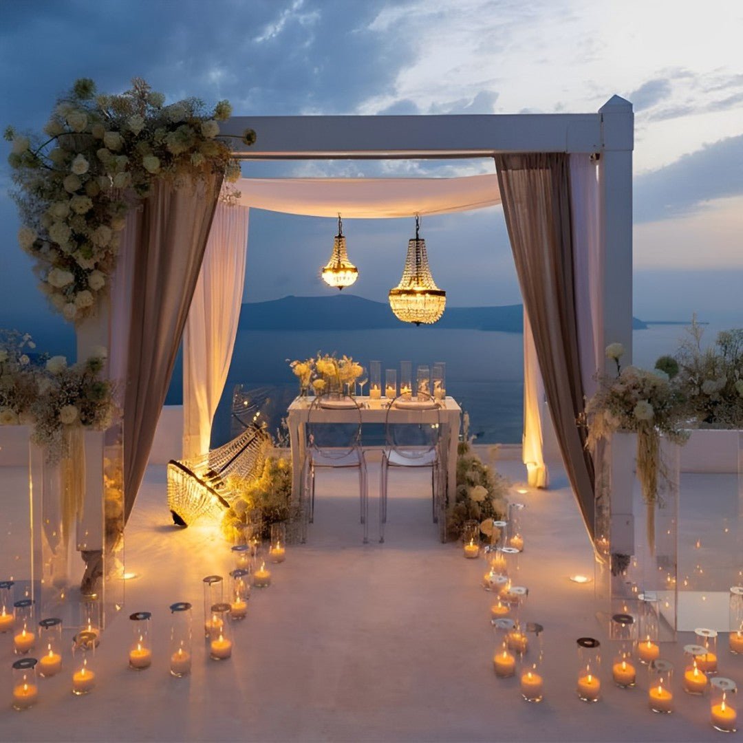 LED Crystal Chandelier Waterproof 12V Low Voltage for Garden Terrace Wedding Party Lighting Gold Clear | Sansoti