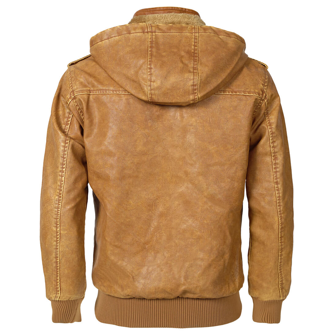 Leren Jas met Afneembare Capuchon Kunstleer Herfst Winter Heren Dames Casual Stijlvol Waterdicht Biker | Sansoti